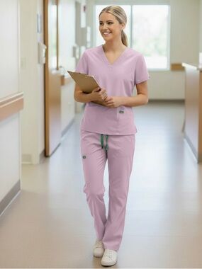 CROCS Lilac Medical Scrub Top with Green Label